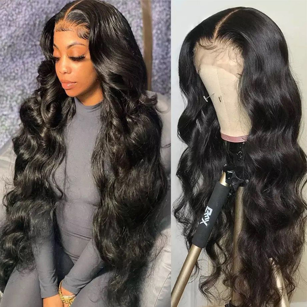 13*4  NATURE body wave Lace Front  Wigs 100% Virgin Human Hair