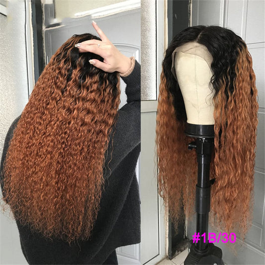 13*4  1B-30 kinky cruly Lace Front  Wigs 100% Virgin Human Hair