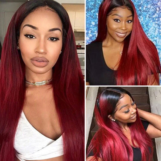 13x6 straight 1B-99J Lace Frontal Wig 100% Human Hair Virgin Hair