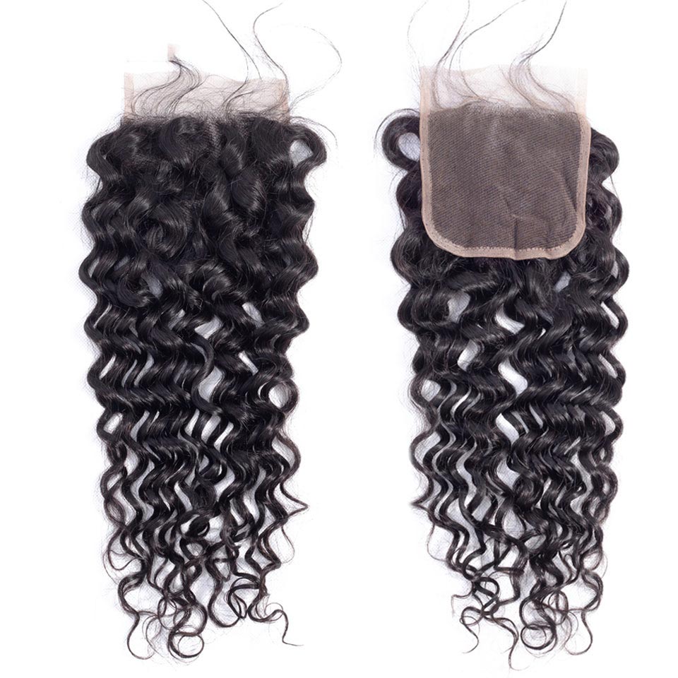 3 Bundles #natural water wave Hair With 4x4 Lace Closure Hair