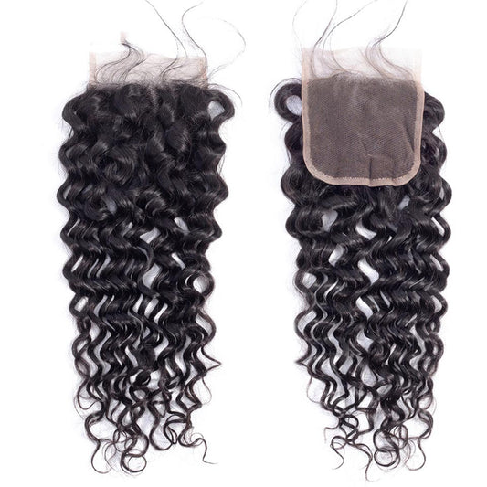 4 Bundles #natural water wave Hair With 4x4 Lace Closure Hair