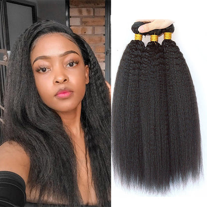 3 Bundles 8A natural kinky straight Raw Hair Extension Bundle