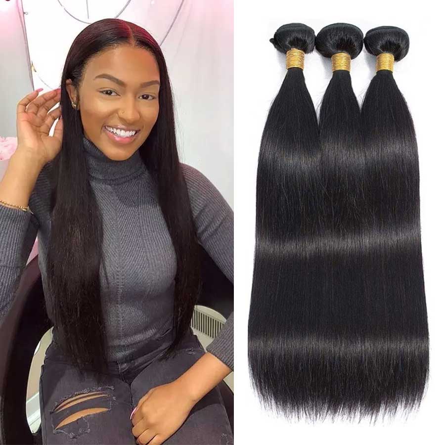 3 Bundles 9A natural straight Raw Hair Extension Bundle