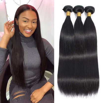 3 Bundles 9A natural straight Raw Hair Extension Bundle