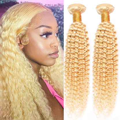 3 Bundles 11A kinky cruly Raw Hair Extension Bundle #613