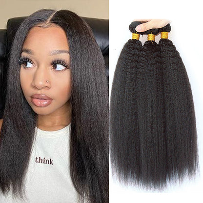 3 Bundles 12A natural kinky straight Raw Hair Extension Bundle