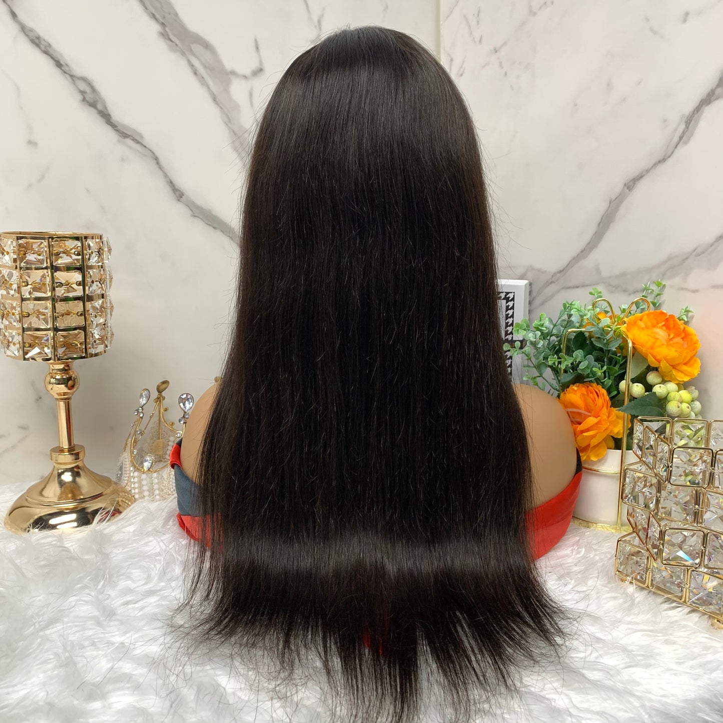 Natural black full lace straight wigs 100% virgin human wig