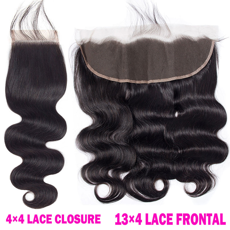 4 Bundles #natural body wave Hair With 13x4 Lace Closure Hair