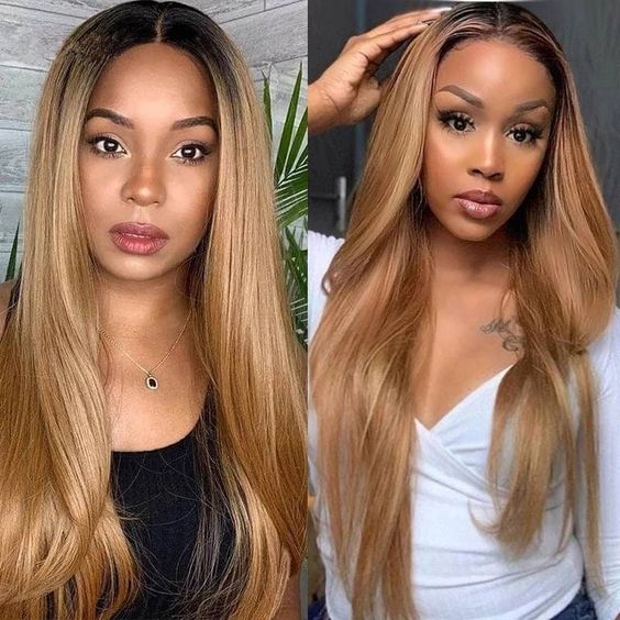 13x6 straight 1B-27 Lace Frontal Wig 100% Human Hair Virgin Hair