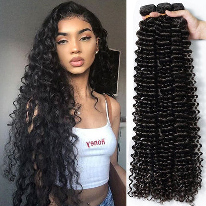 3 Bundles 8A natural deep wave Raw Hair Extension Bundle