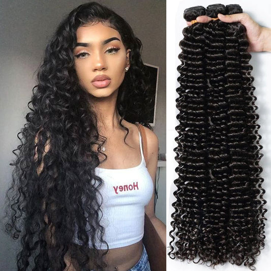 3 Bundles 8A natural deep wave Raw Hair Extension Bundle