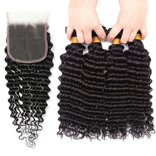 4*4 natrue deep wave Transparent Lace Closure