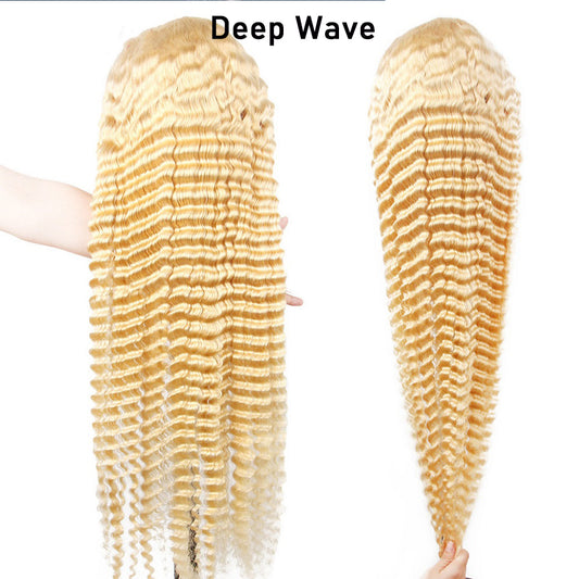 613 13*4 deep wave Blonde 100% Virgin Clear Lace Frontal Wig