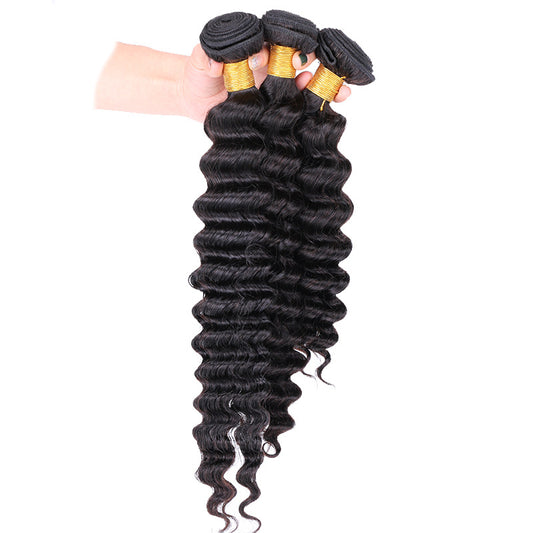 3 Bundles #natural deep wave Hair With 13x4 Lace Closure Hair