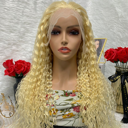 613 Wigs 13*4 Transparent Lace Color Wig Virgin Kinky Jerry Curly Straight Blonde Wig