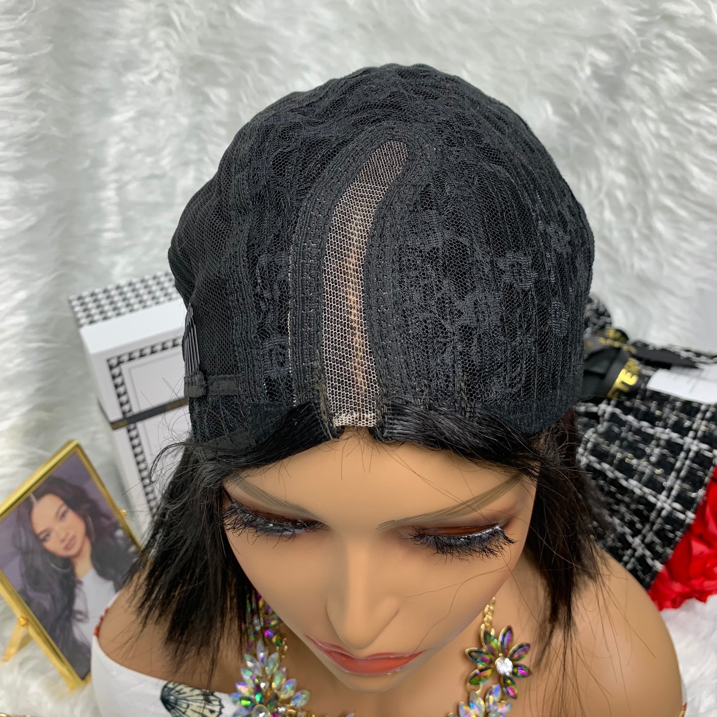 040 Machine Made Wigs Human No Lace Cuticle Aligned Wig head cover